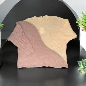 ANDREE BY UNIT Beige and Brown Crew Neck Sweater